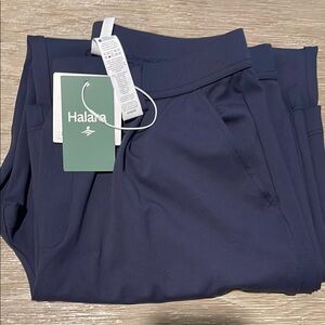 HALARA Flex High Waisted Plicated Side Pocket Straight Leg Work Pants (Mid Blue)